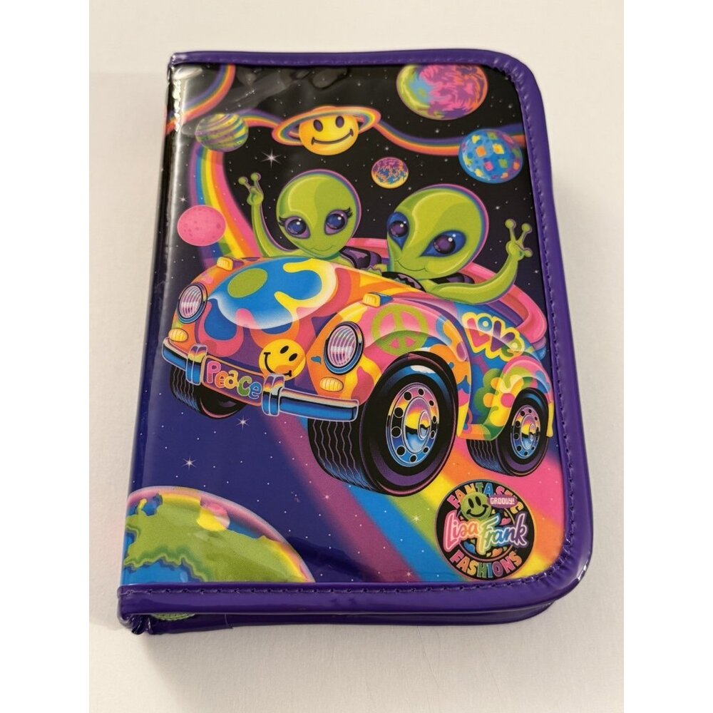 Lisa Frank Cosmic Alien Ride Zip Bag VW Bug Rainbow Stickers Paper Stamps K8